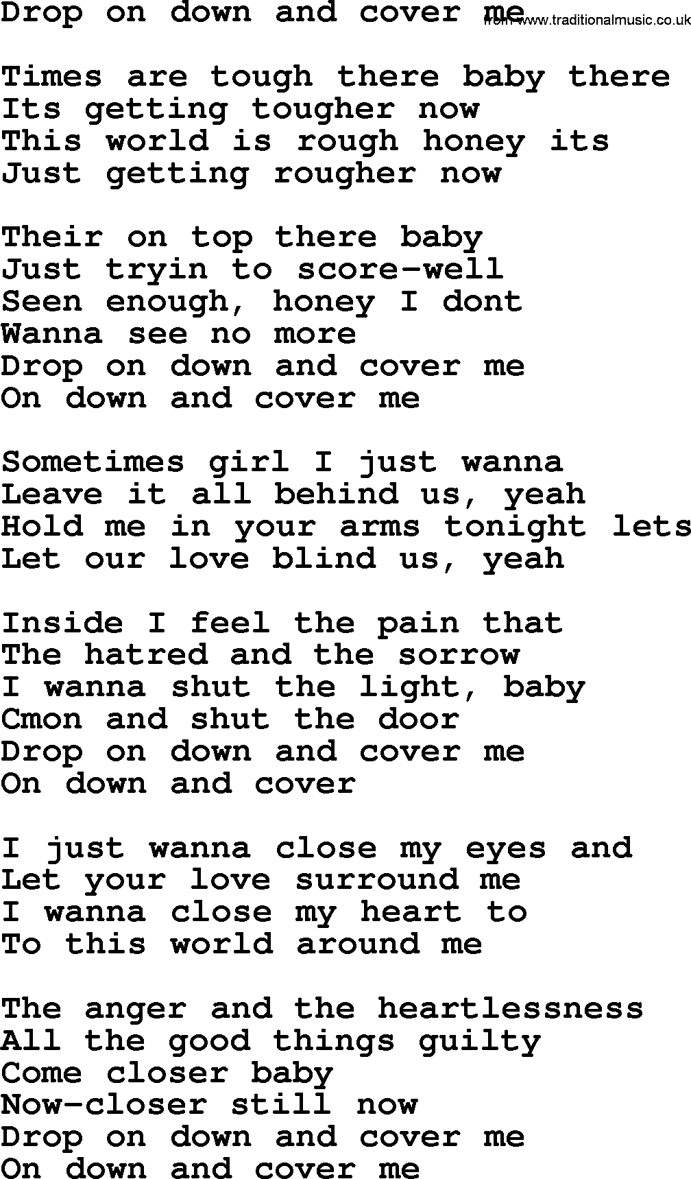 Bruce Springsteen song: Drop On Down And Cover Me lyrics