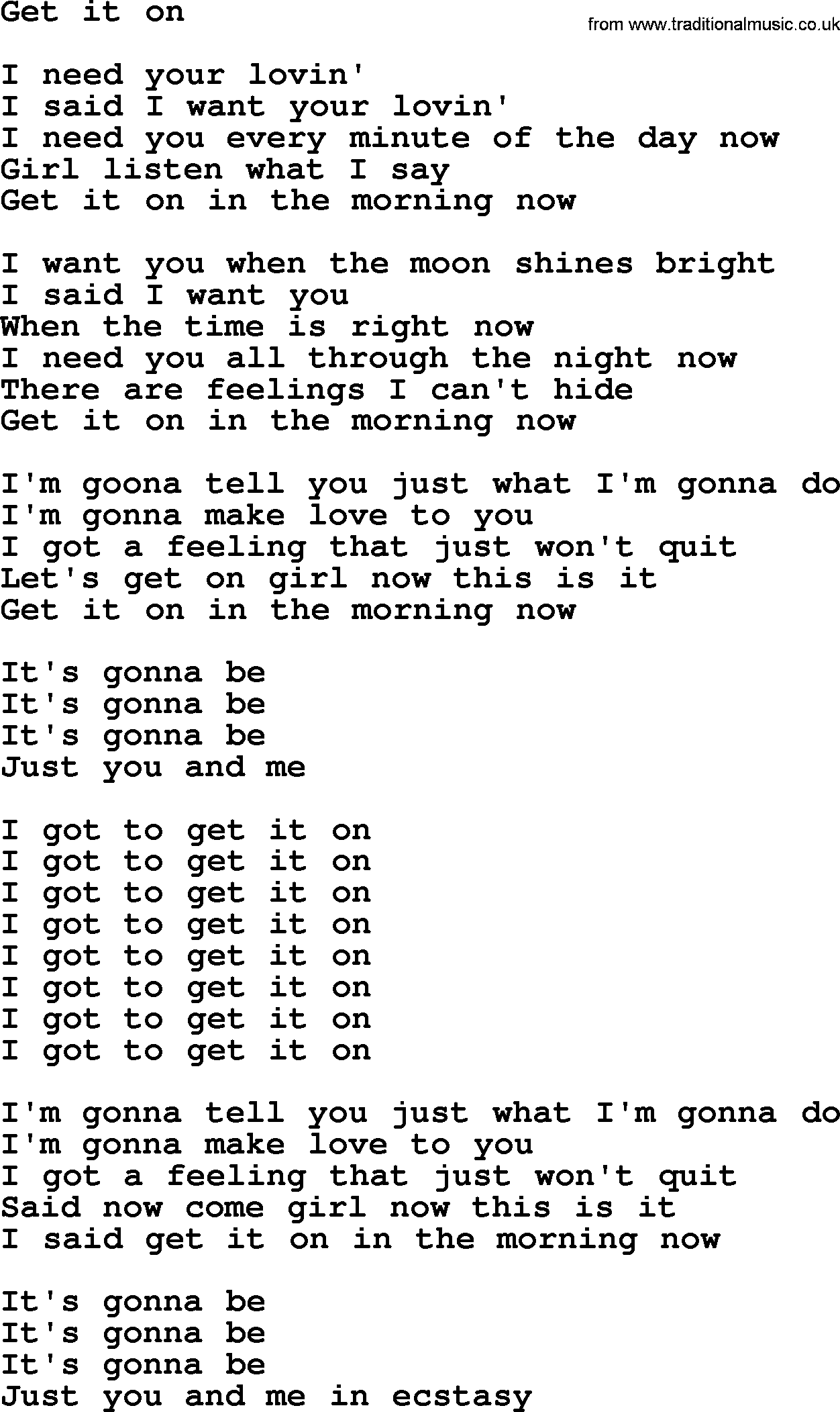 Bruce Springsteen song: Get It On lyrics