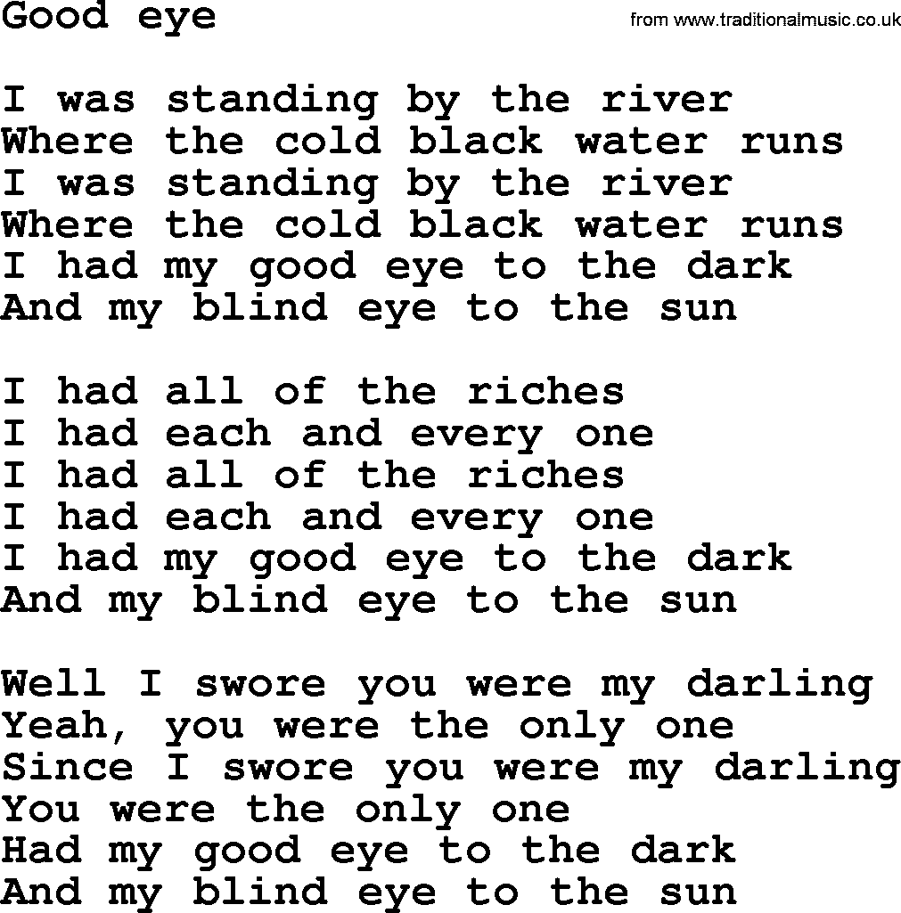 Bruce Springsteen song: Good Eye lyrics