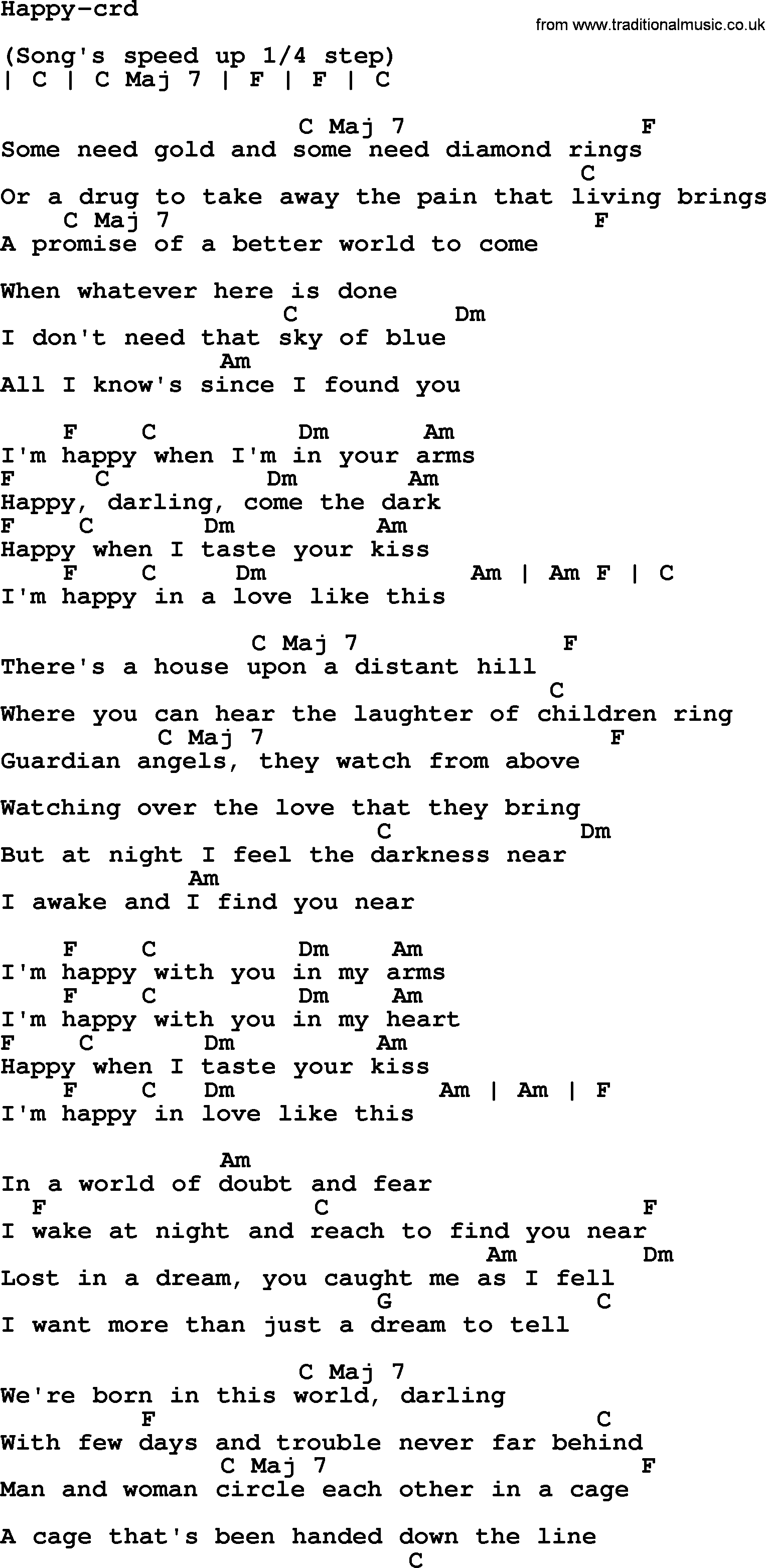 Bruce Springsteen song: Happy, lyrics and chords