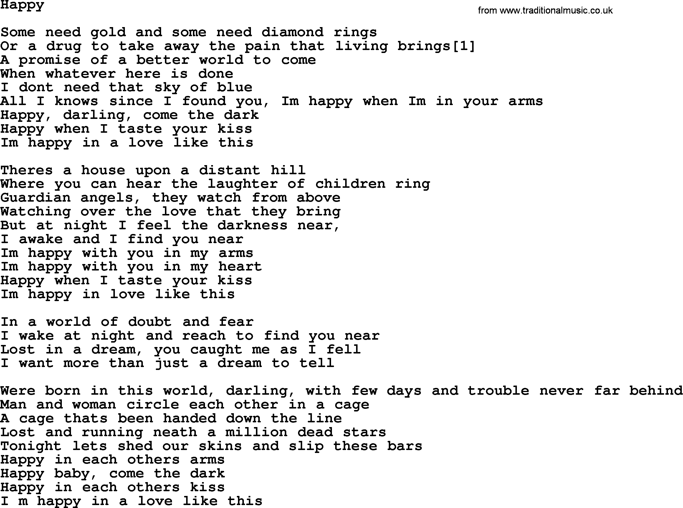 Bruce Springsteen song: Happy lyrics