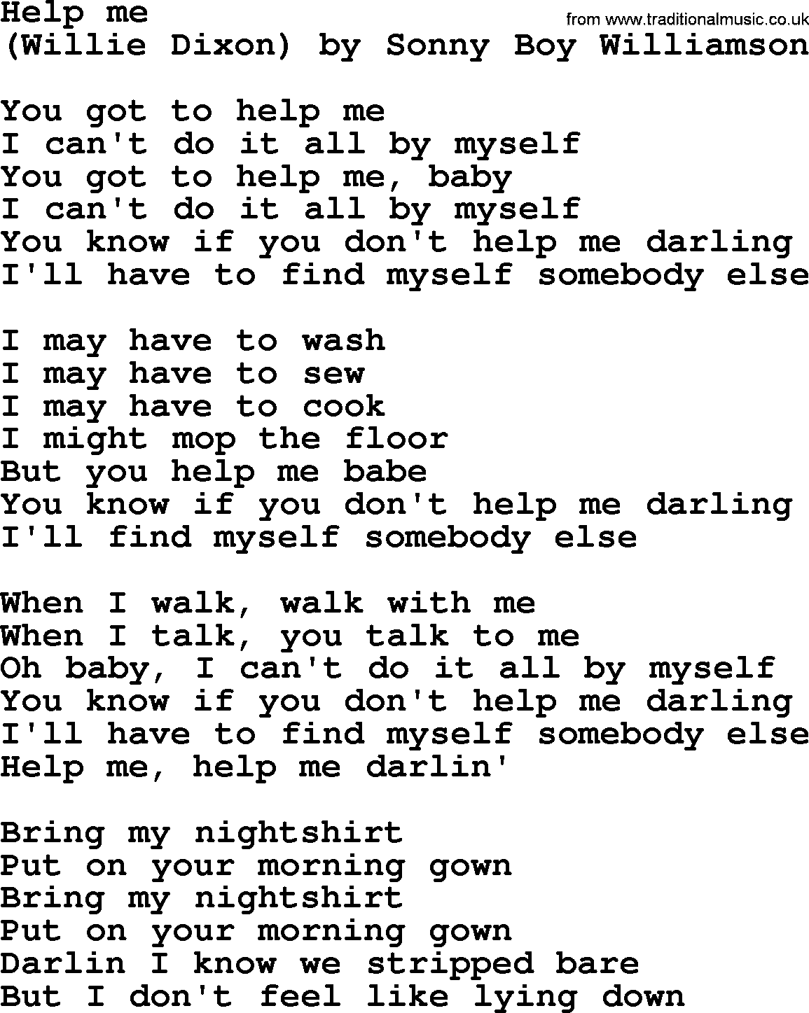 Bruce Springsteen song: Help Me lyrics