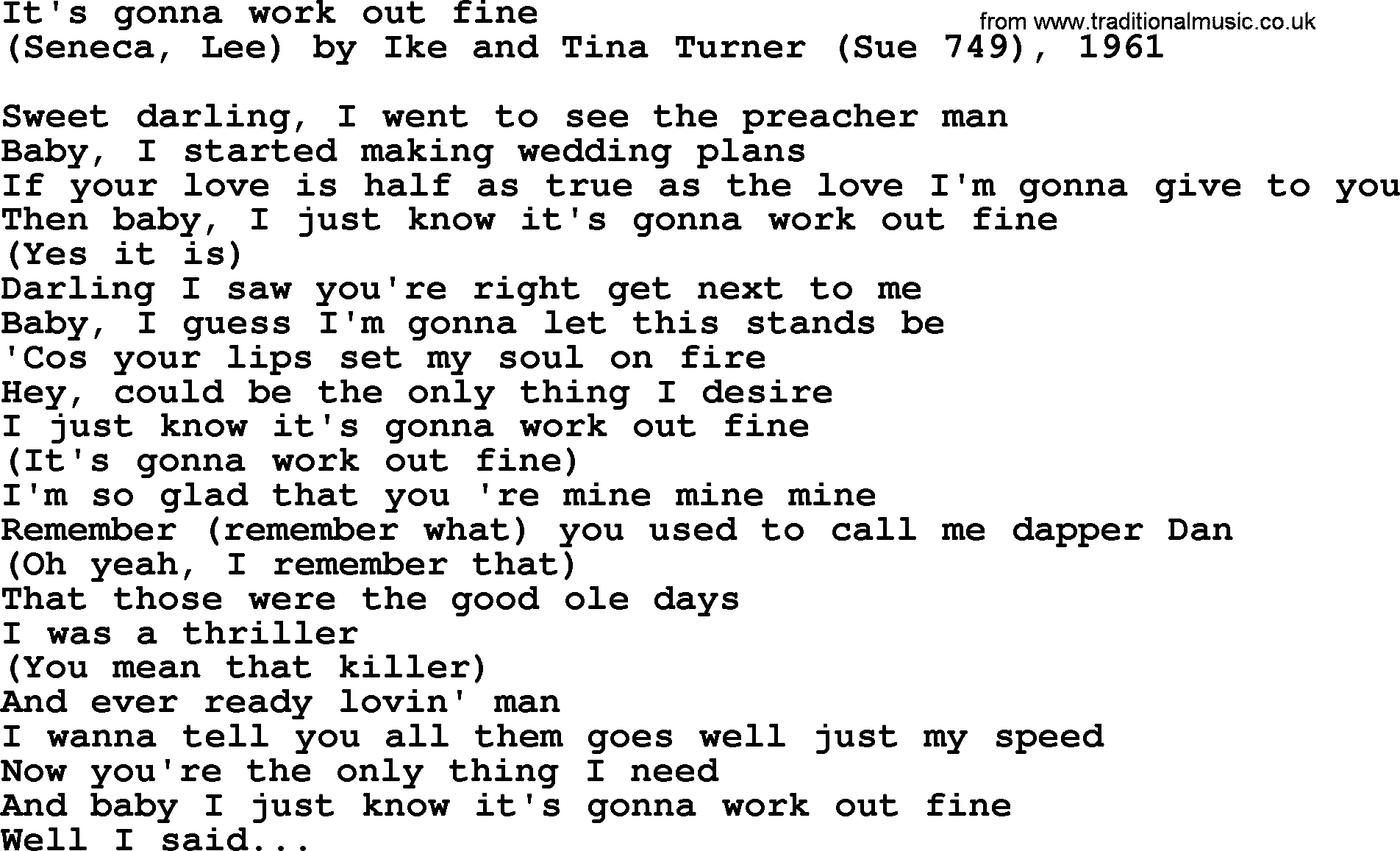 Bruce Springsteen song: It's Gonna Work Out Fine lyrics