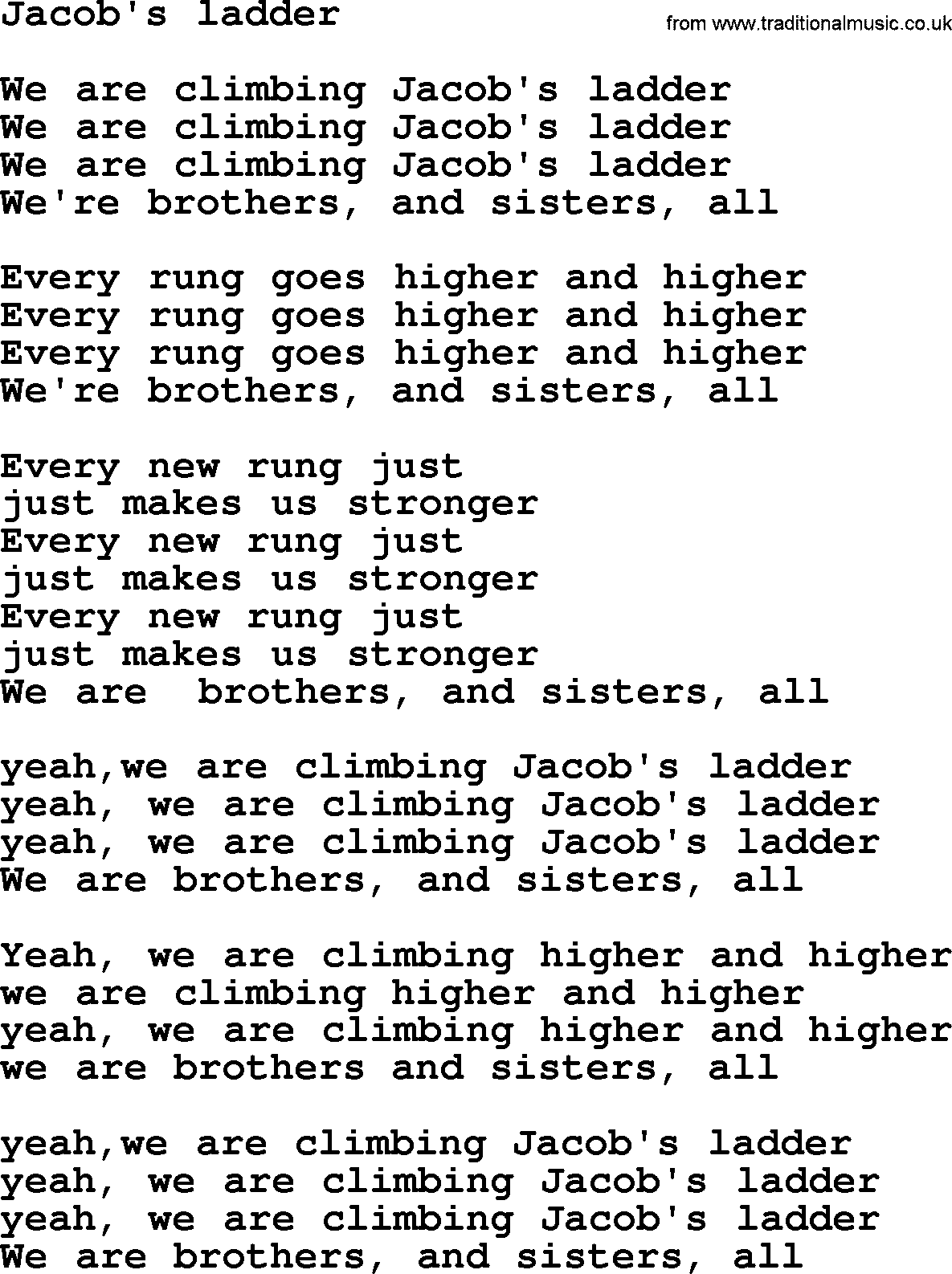 Bruce Springsteen song: Jacob's Ladder lyrics