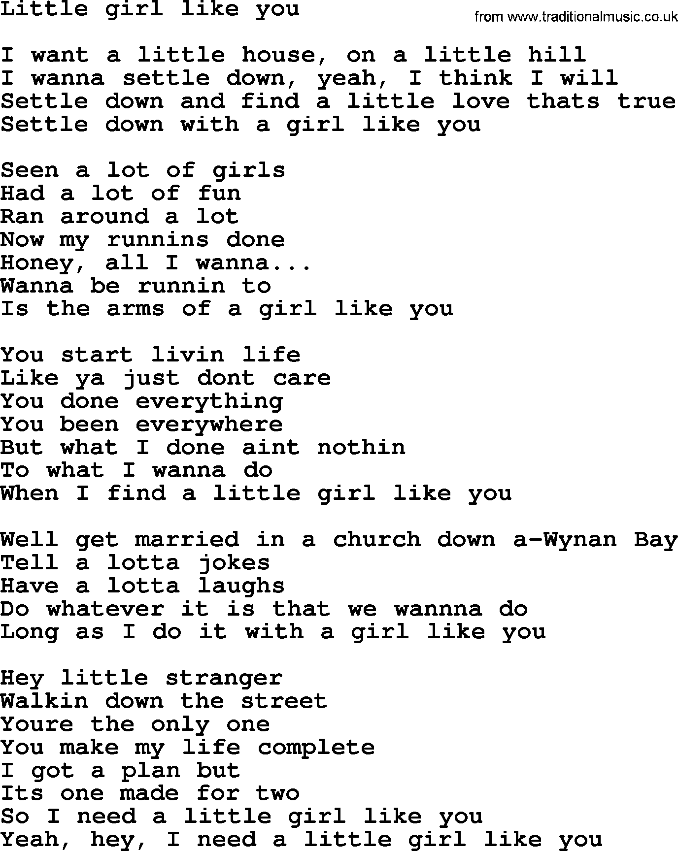 Bruce Springsteen song: Little Girl Like You lyrics
