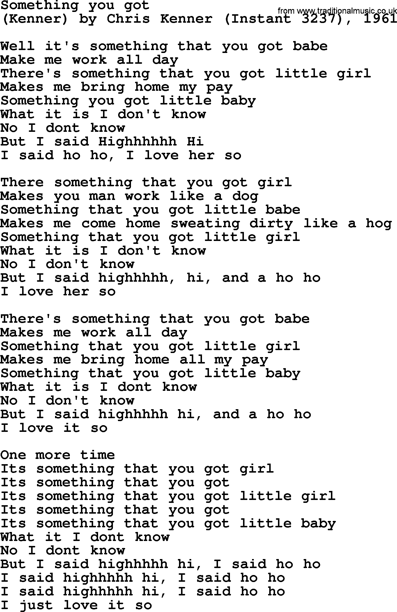 Bruce Springsteen song: Something You Got lyrics