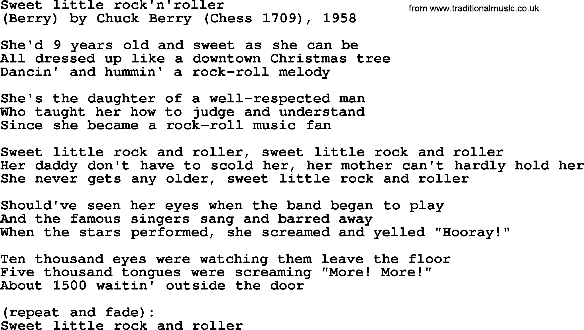Bruce Springsteen song: Sweet Little Rock'n'roller lyrics