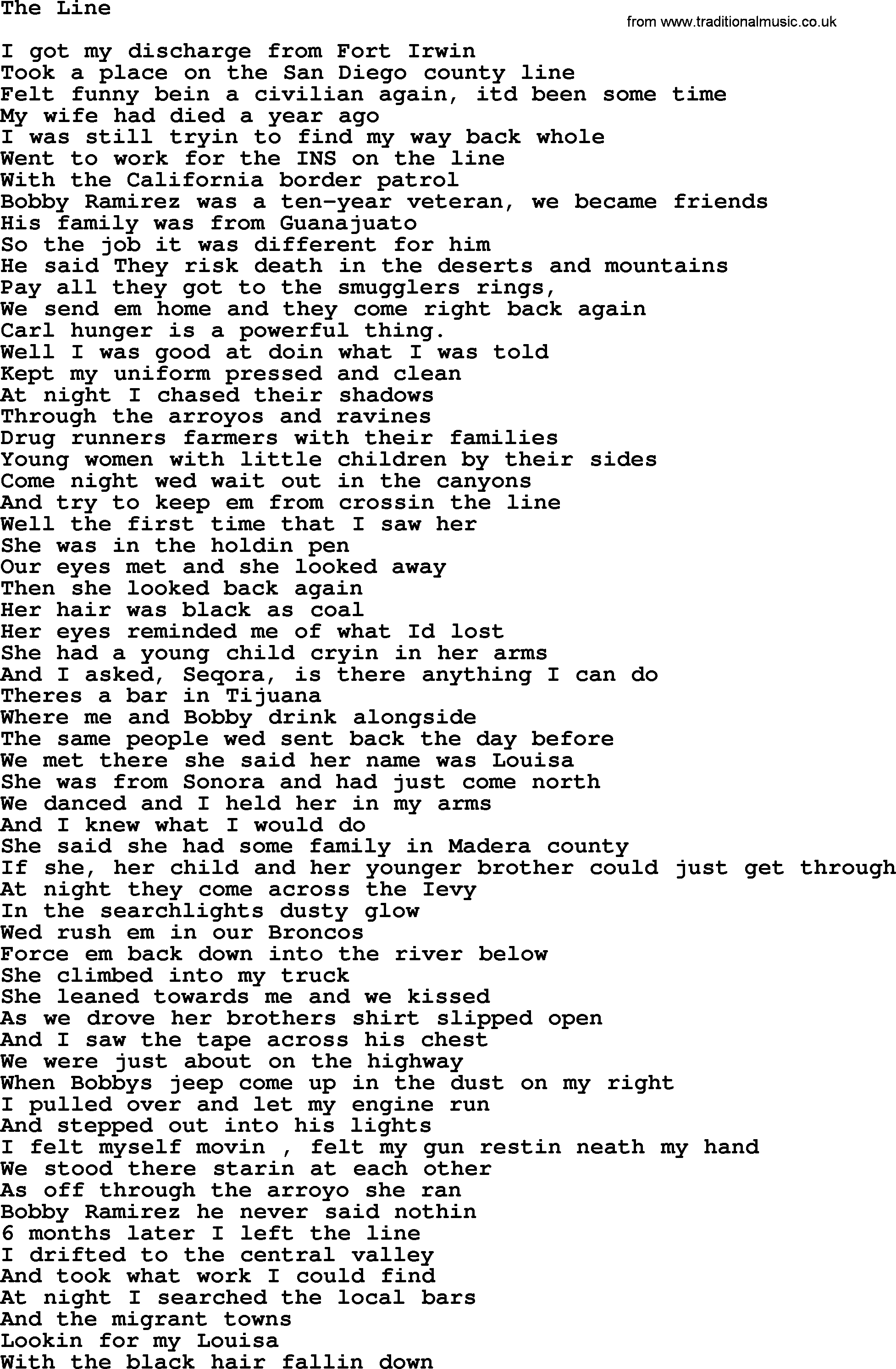 Bruce Springsteen song: The Line lyrics