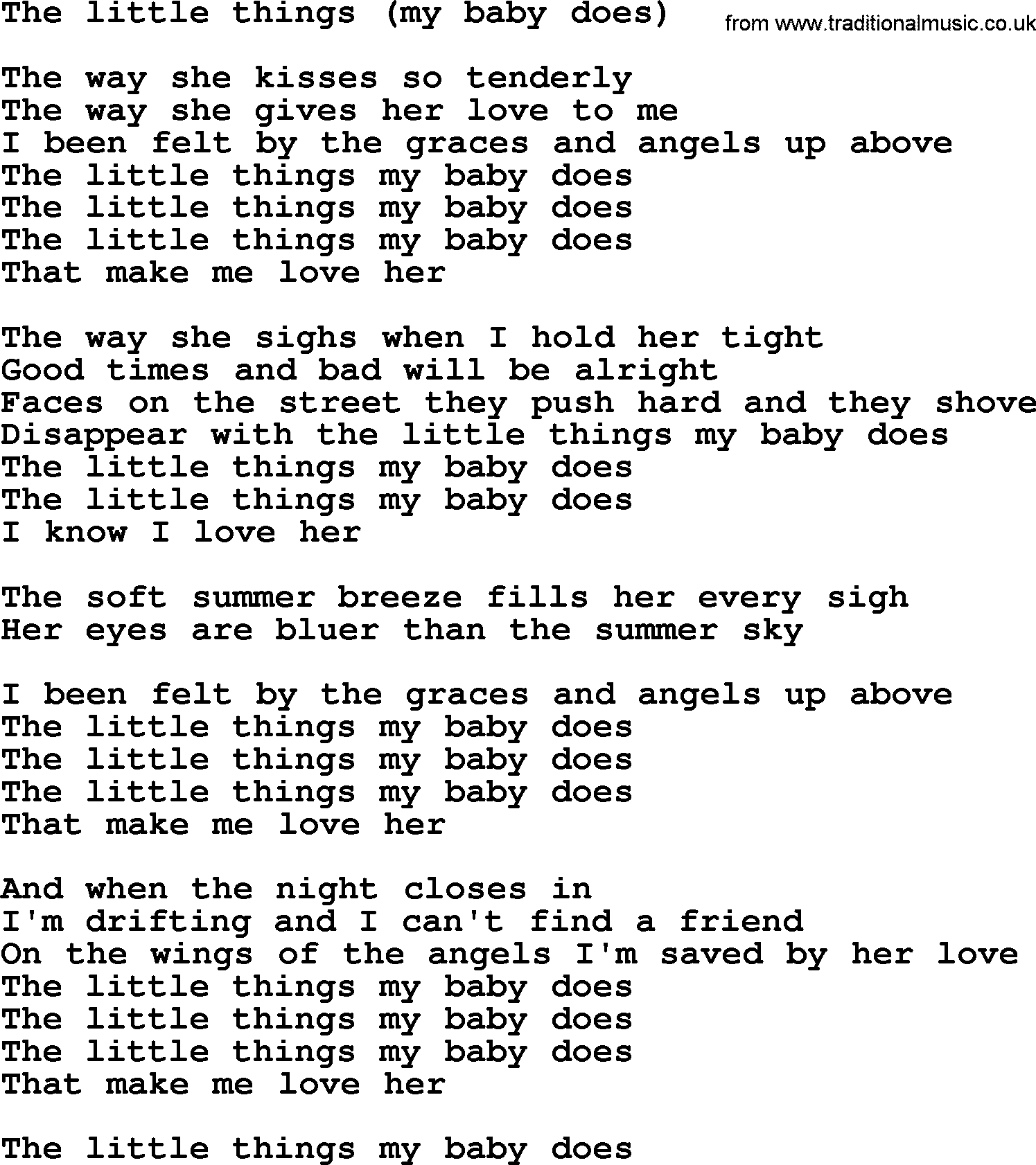 Bruce Springsteen song: The Little Things(My Baby Does) lyrics