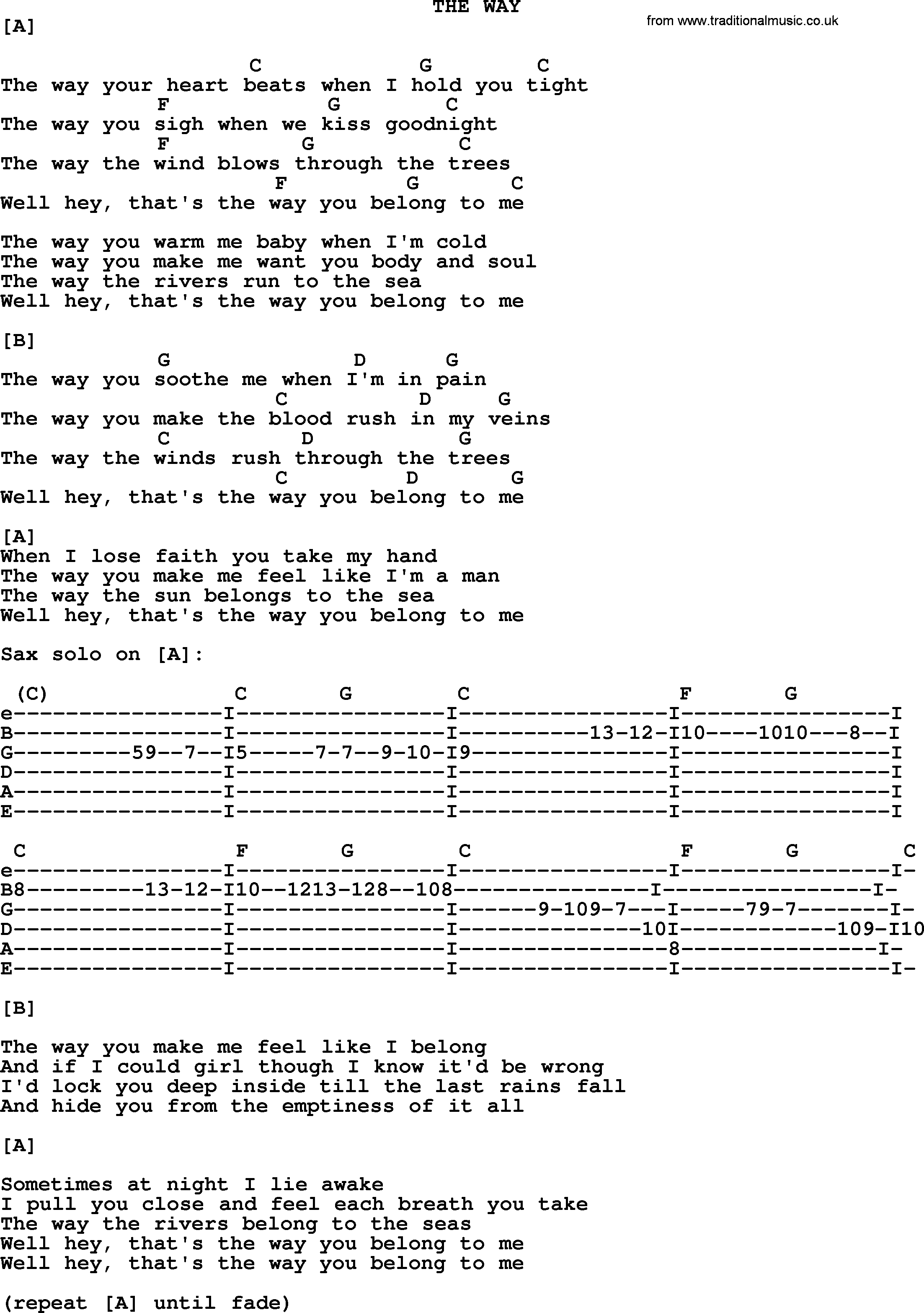 Bruce Springsteen song: The Way, lyrics and chords
