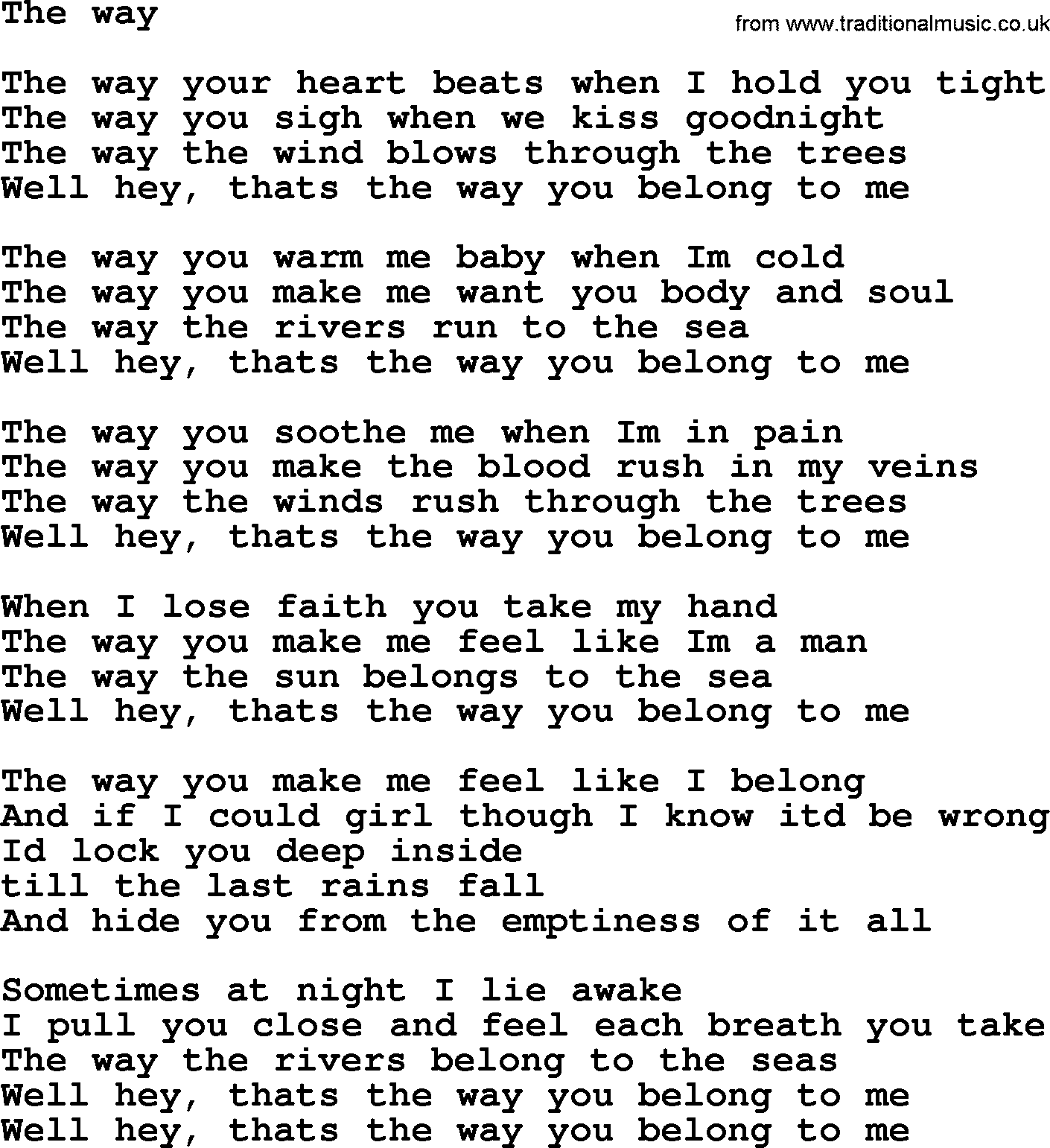 Bruce Springsteen song: The Way lyrics