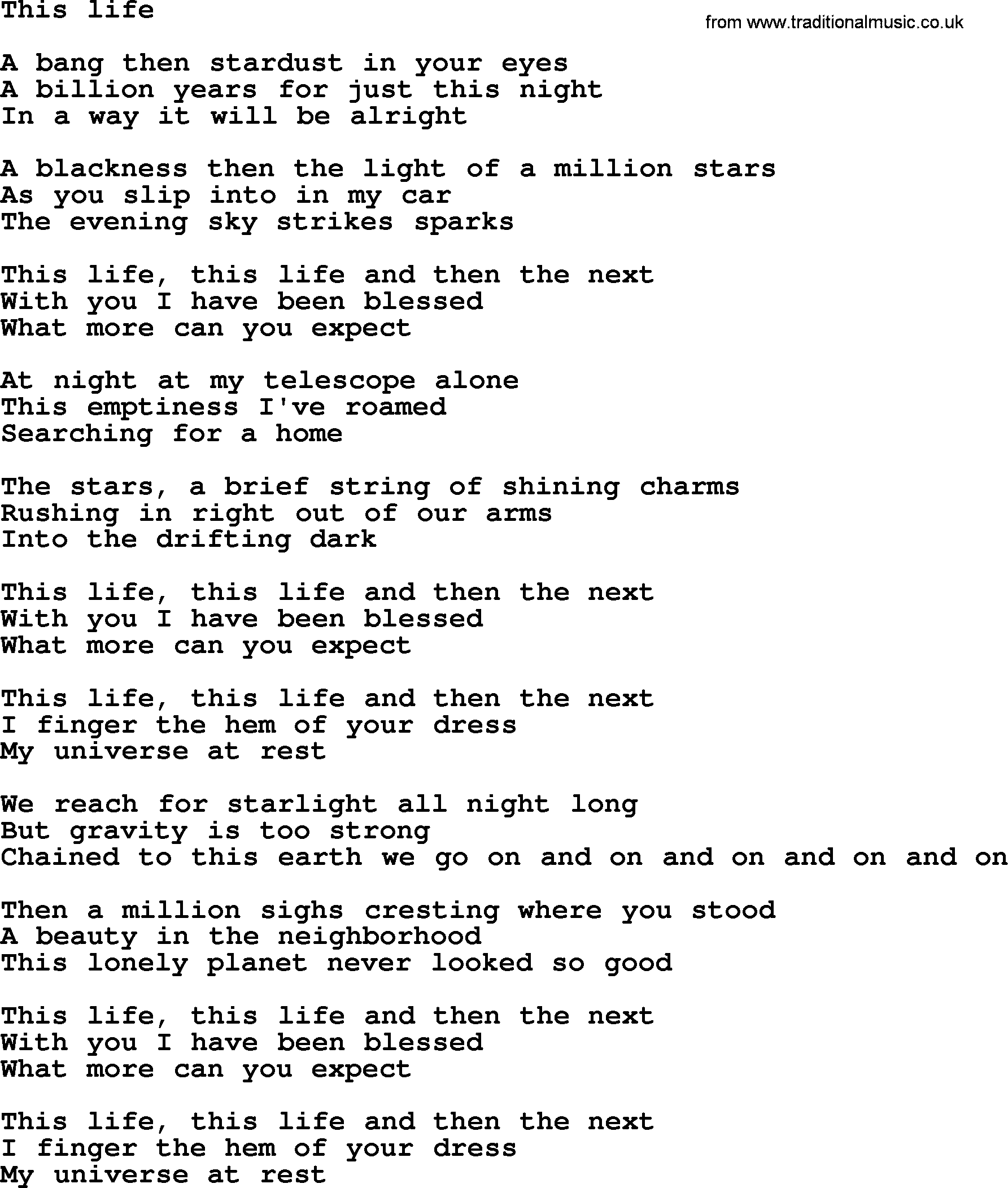 Bruce Springsteen song: This Life lyrics