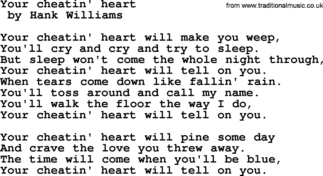 Bruce Springsteen song: Your Cheatin' Heart lyrics