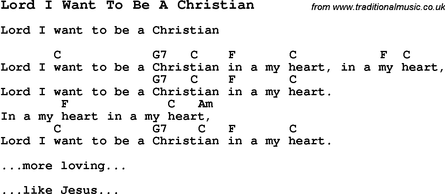 Summer-Camp Song, Lord I Want To Be A Christian, with lyrics and chords for Ukulele, Guitar Banjo etc.