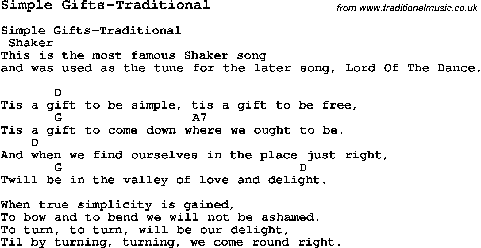 Summer-Camp Song, Simple Gifts-Traditional, with lyrics and chords for Ukulele, Guitar Banjo etc.