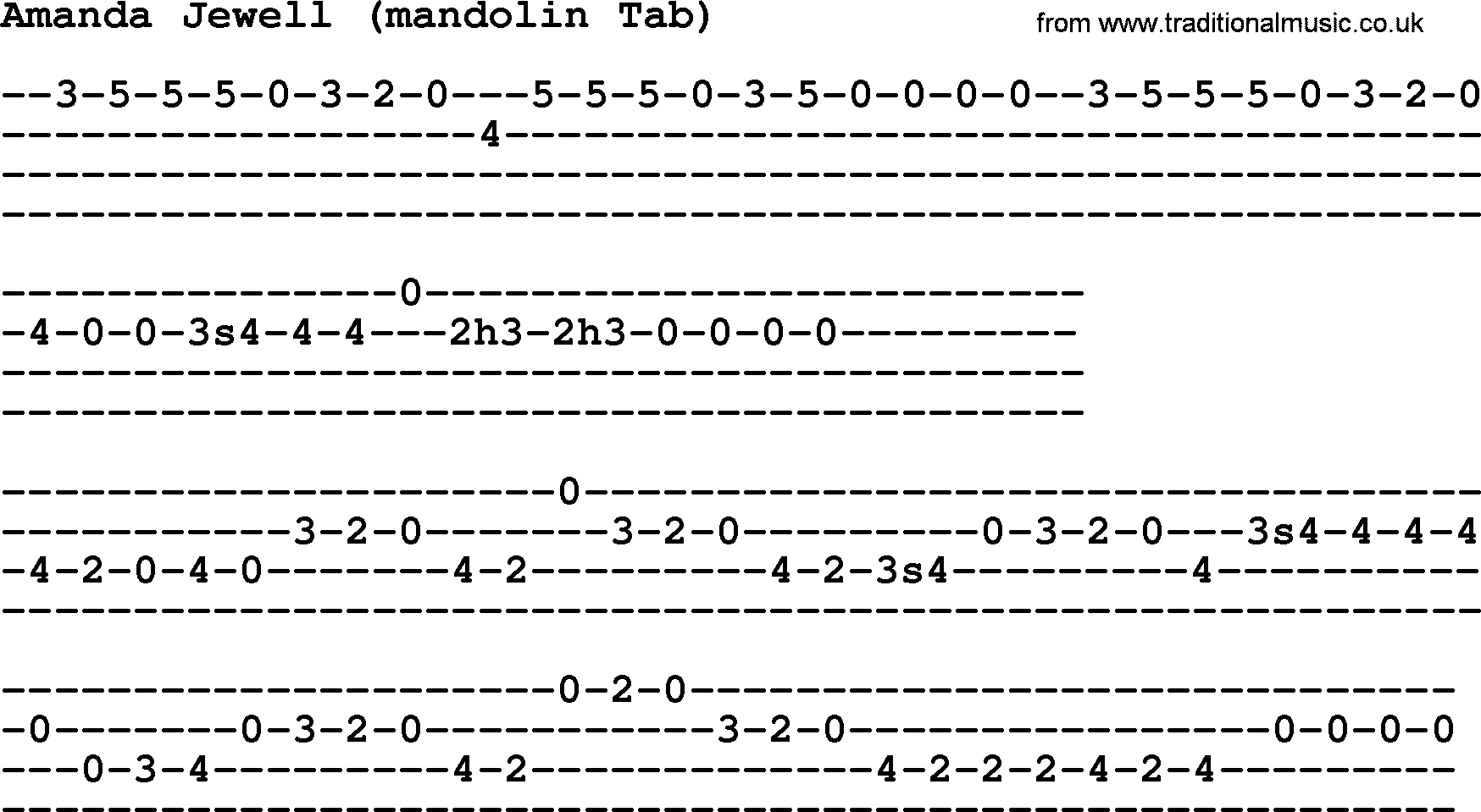 Bluegrass song: Amanda Jewell (Mandolin Tab), lyrics and chords