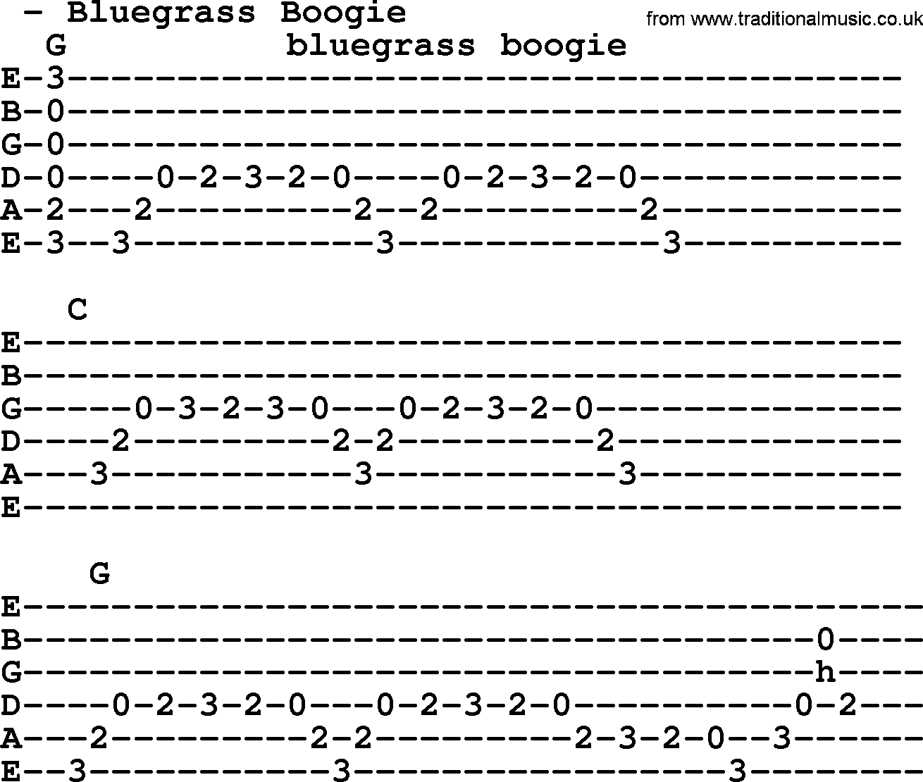 Bluegrass song: Bluegrass Boogie, lyrics and chords