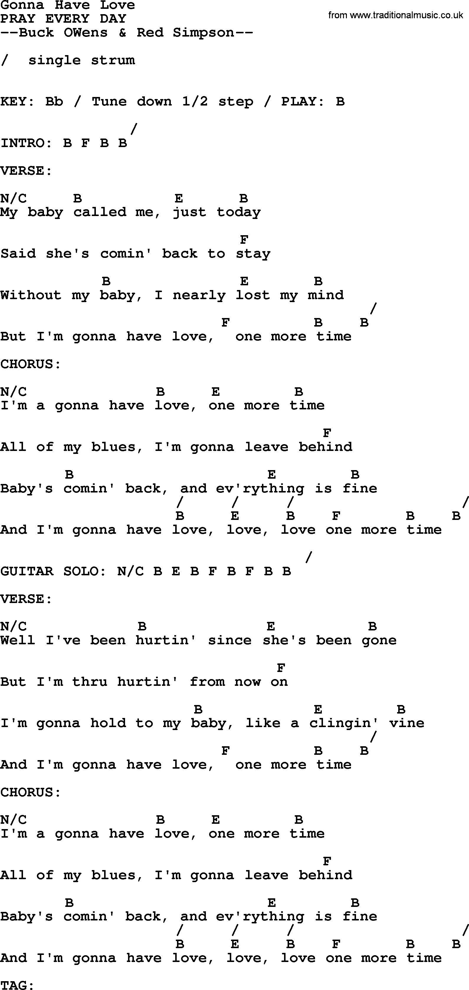 Bluegrass song: Gonna Have Love, lyrics and chords