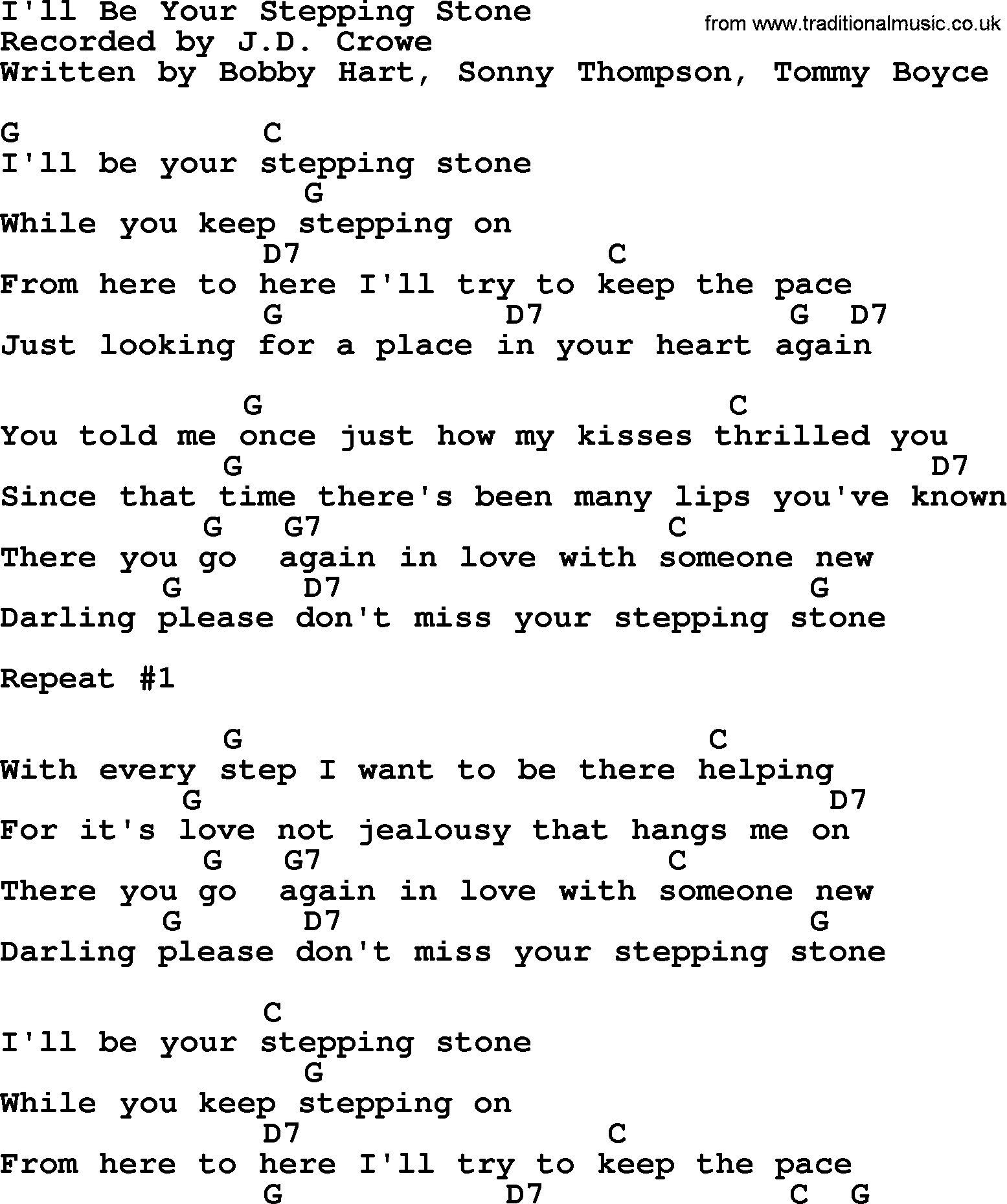 Bluegrass song: I'll Be Your Stepping Stone, lyrics and chords