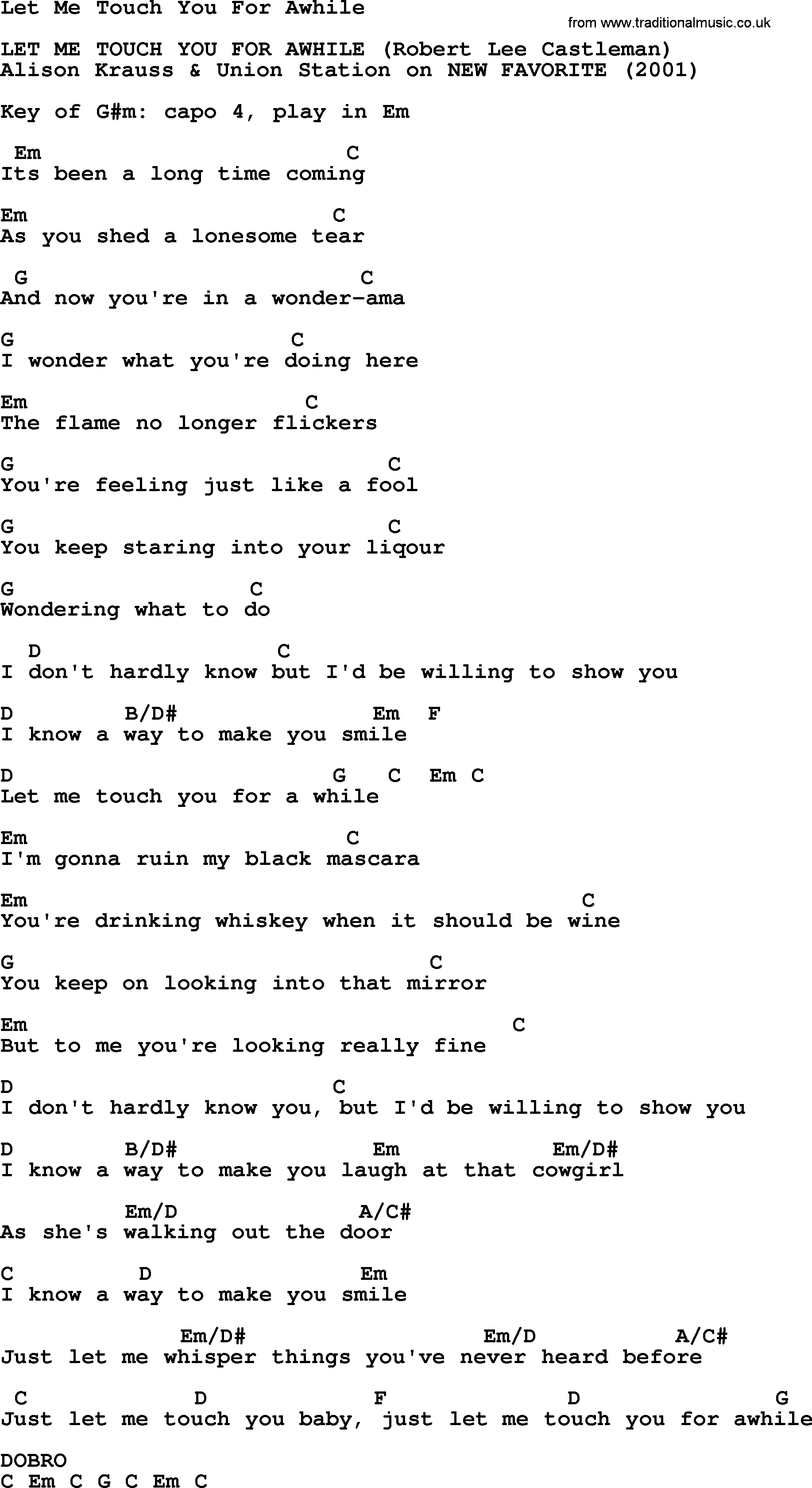 When will i touch you again lyrics