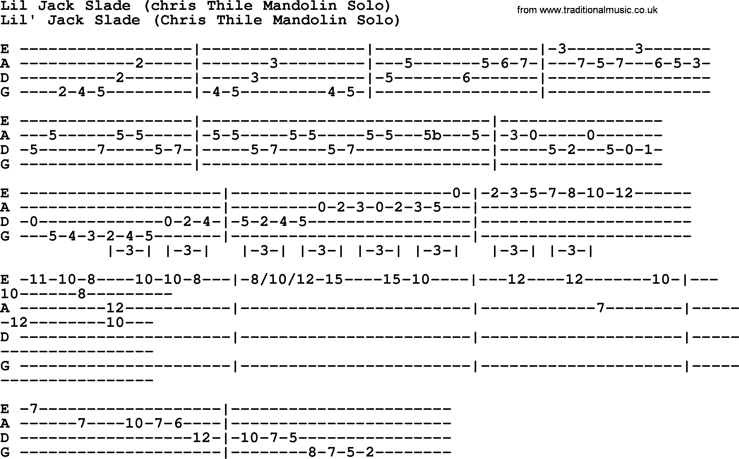 Bluegrass song: Lil Jack Slade (Chris Thile Mandolin Solo), lyrics and chords