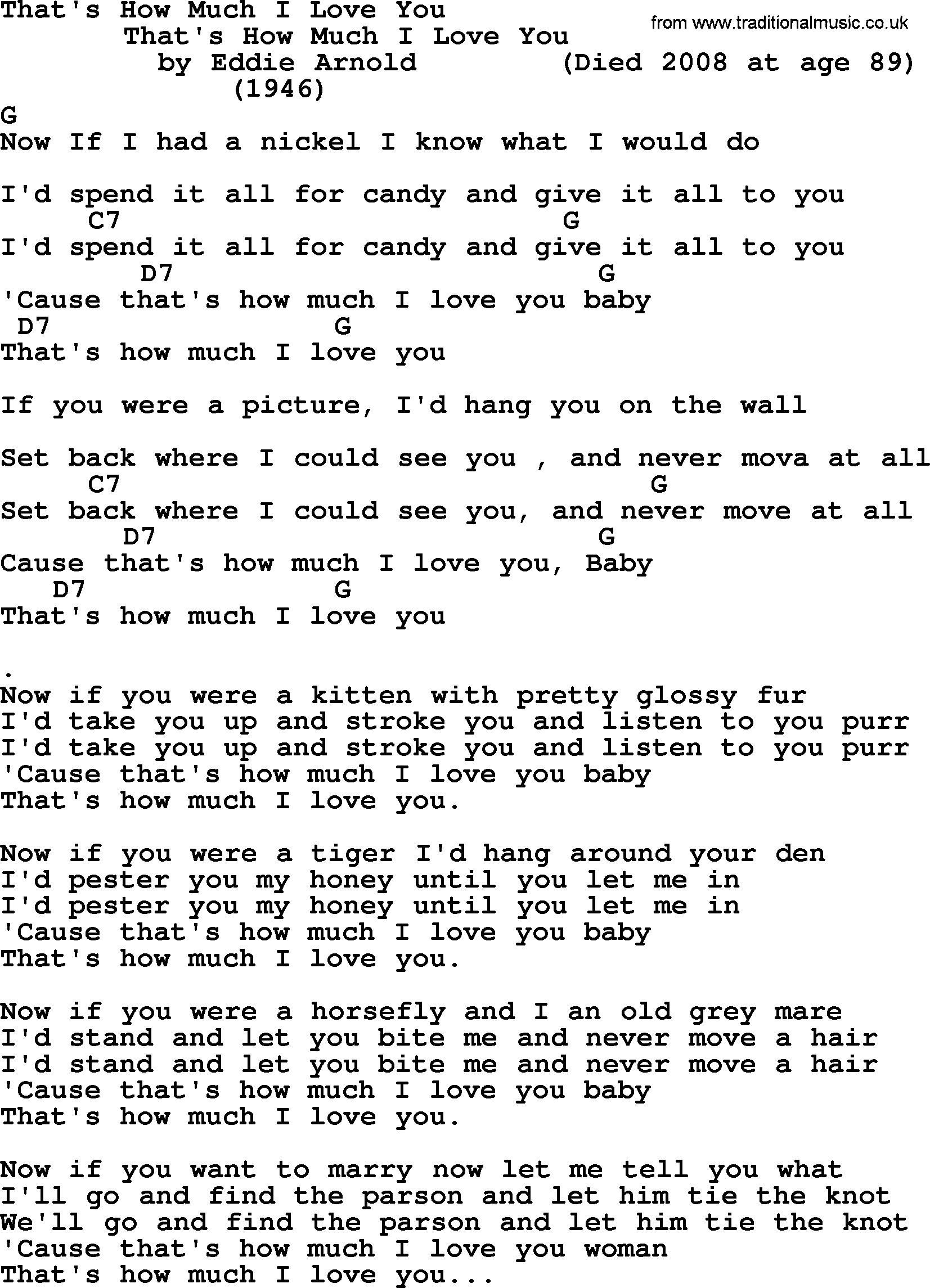 Bluegrass song: That's How Much I Love You, lyrics and chords