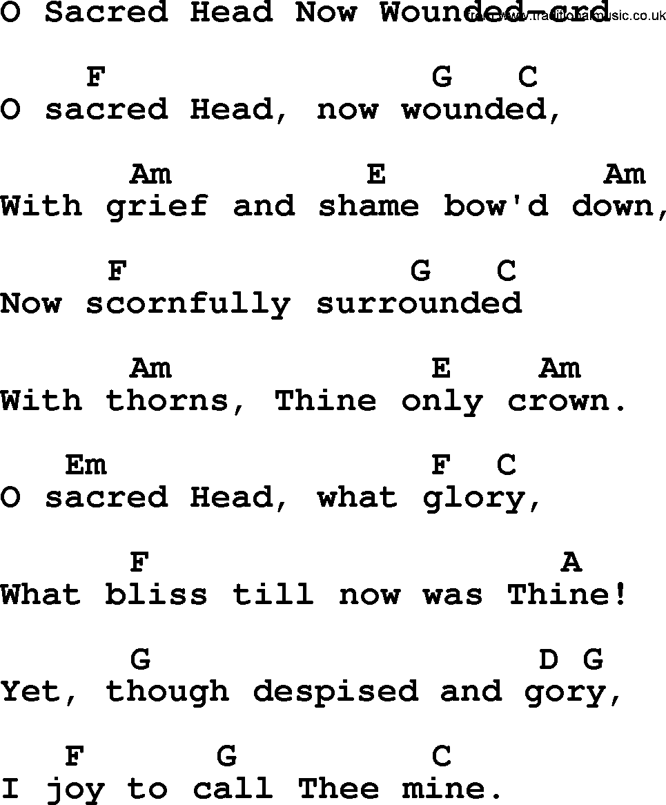 Top 500 Hymn: O Sacred Head Now Wounded, lyrics and chords