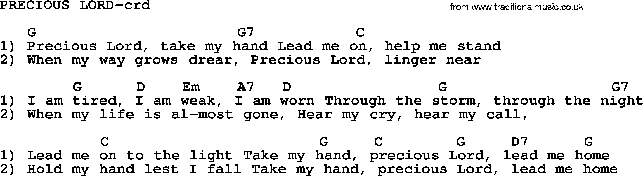 Top 500 Hymn: Precious Lord, lyrics and chords