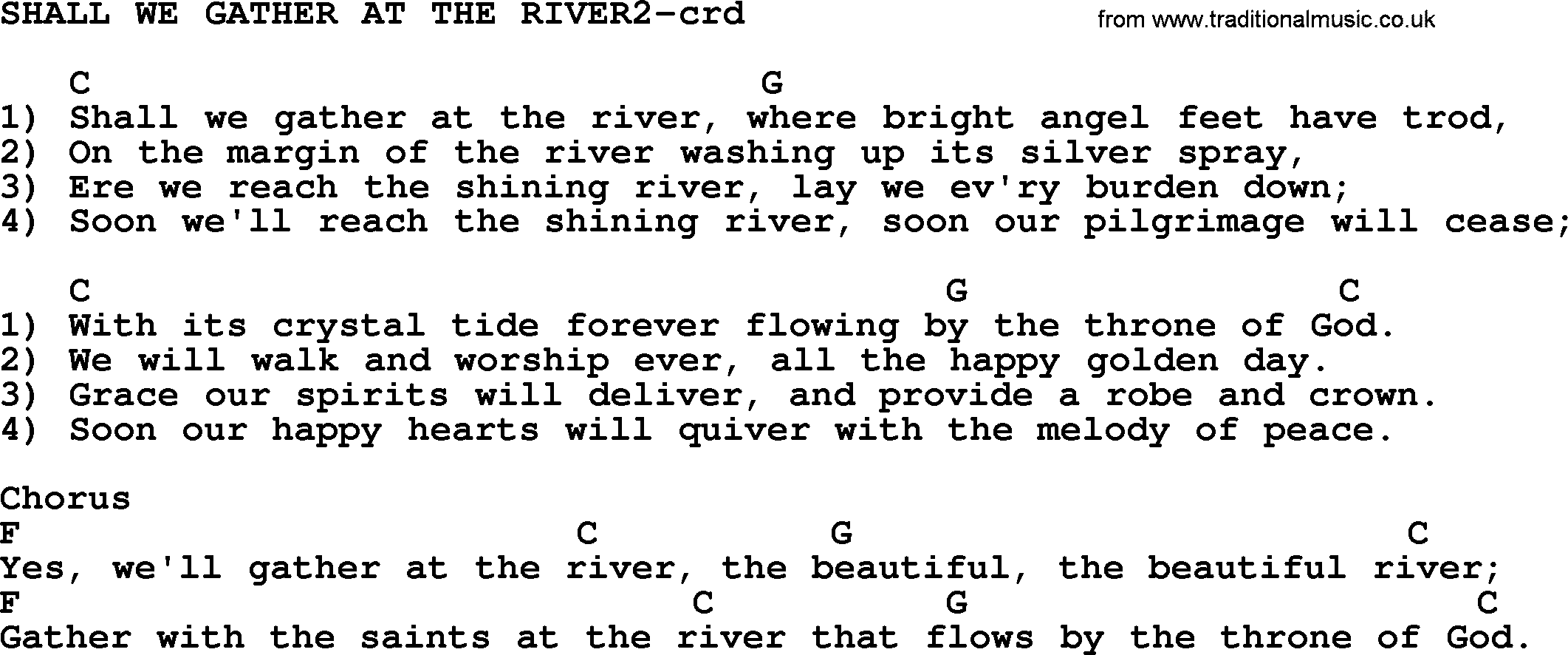 Top 500 Hymn: Shall We Gather At The River2, lyrics and chords