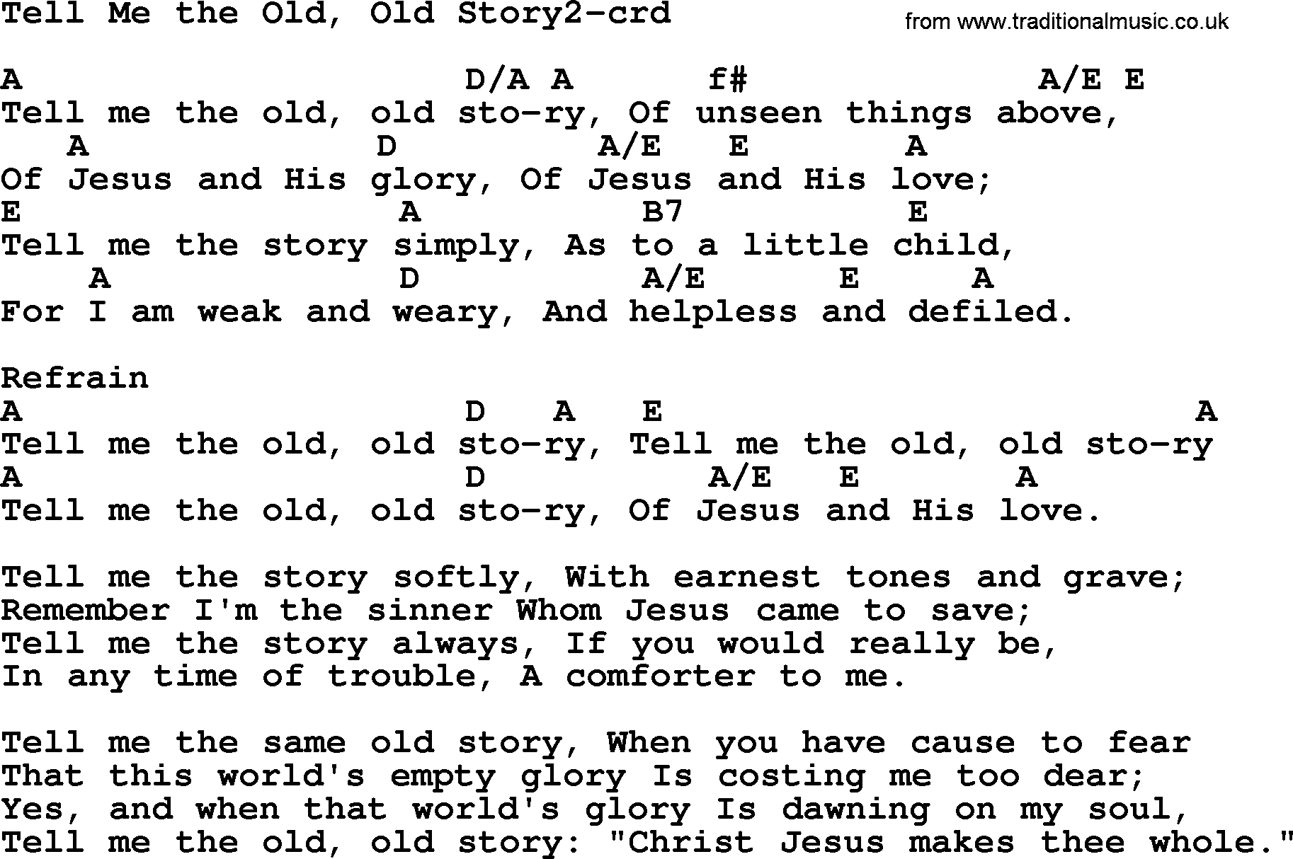 Top 500 Hymn: Tell Me The Old, Old Story2, lyrics and chords