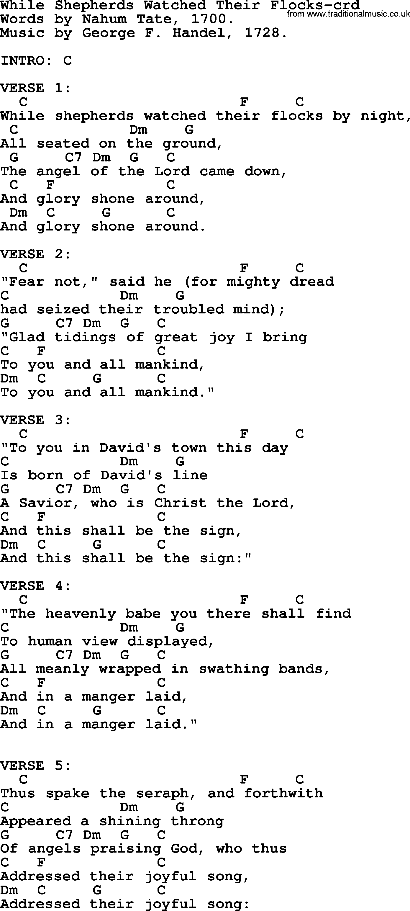 Lyrics To The Song While Shepherds Watched Their Flocks - LyricsWalls