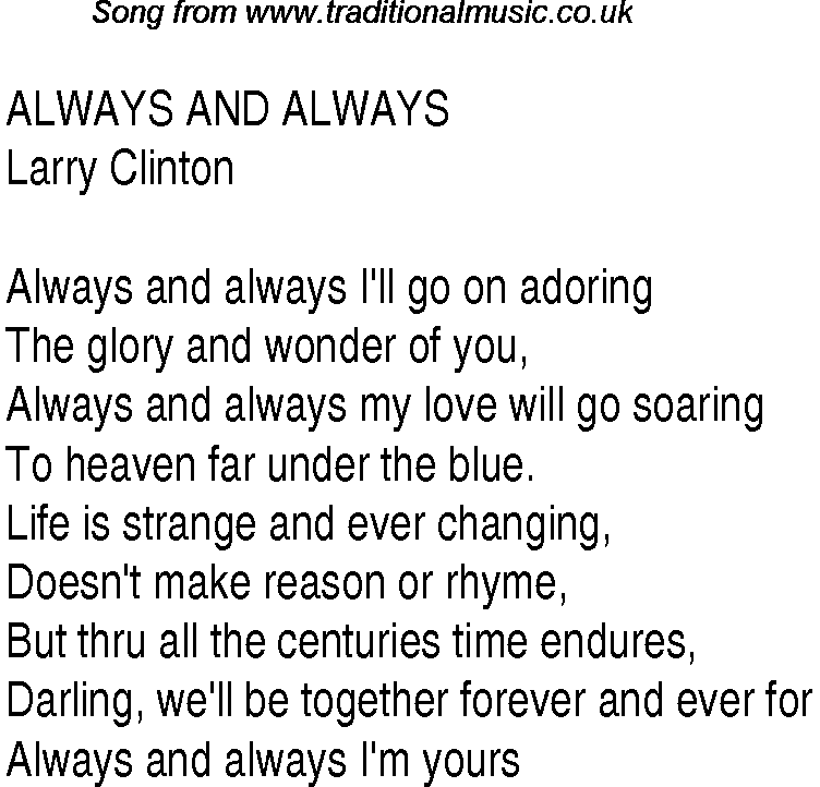 Music charts top songs 1938 - lyrics for Always And Always