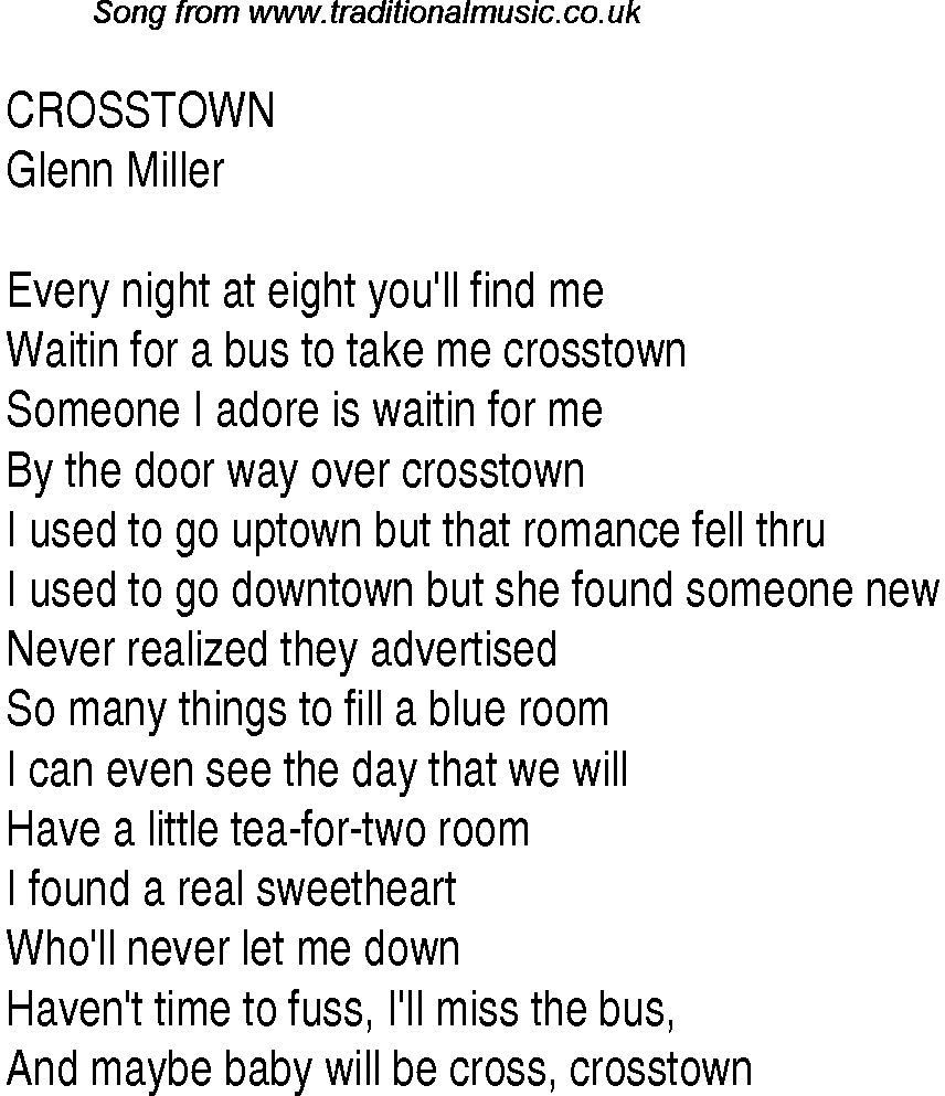 Music charts top songs 1940 - lyrics for Crosstowngm