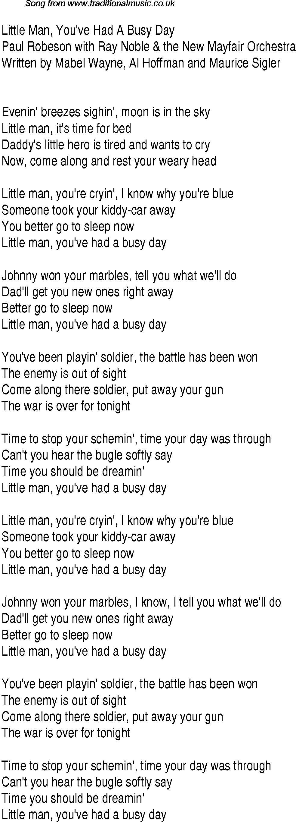 Song Lyrics Little Man You Ve Had A Busy Day لم يسبق له مثيل الصور