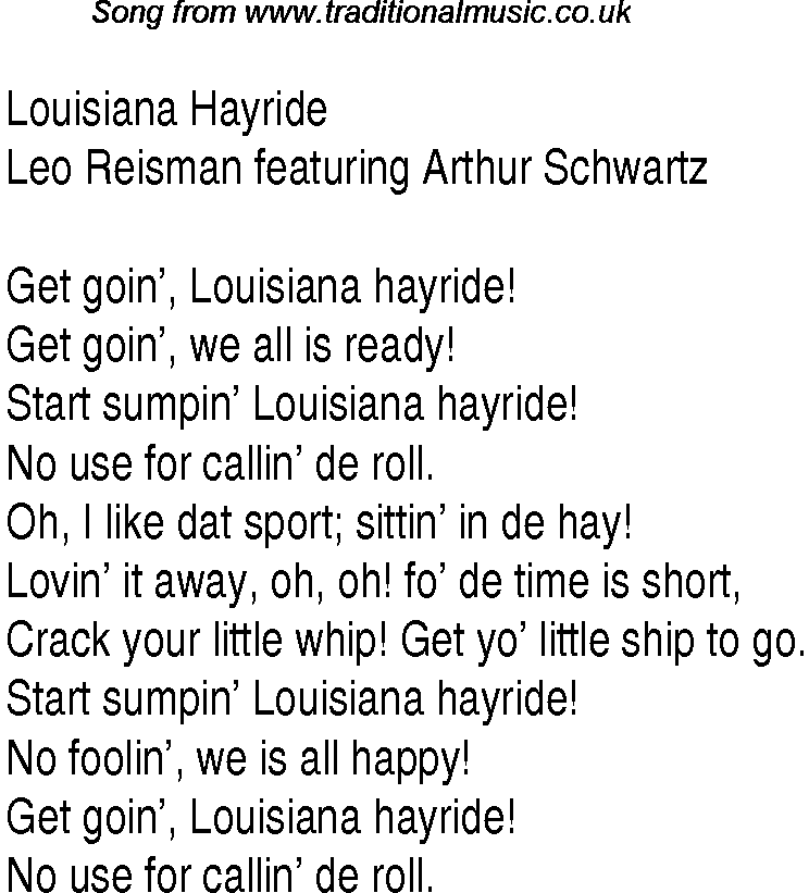 Music charts top songs 1932 - lyrics for Louisiana Hayride