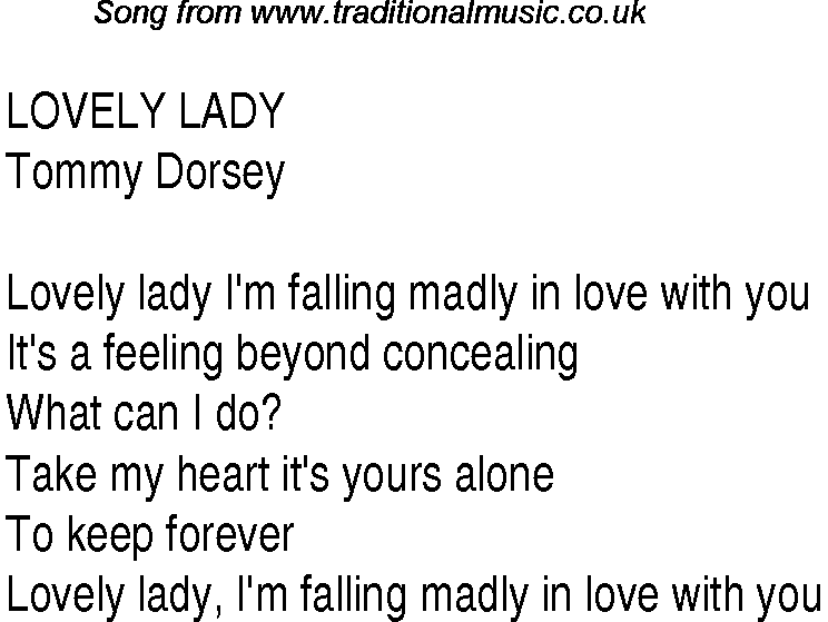 Music charts top songs 1936 - lyrics for Lovely Lady