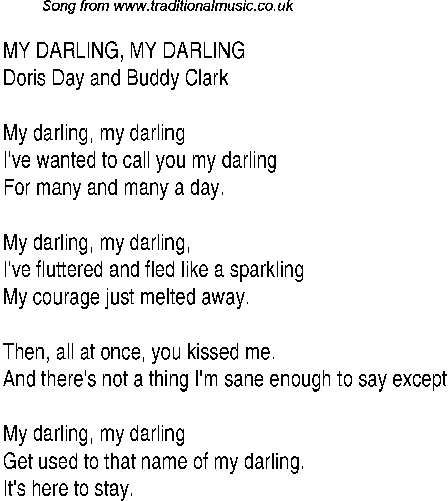 Music charts top songs 1949 - lyrics for My Darling My Darlingdd