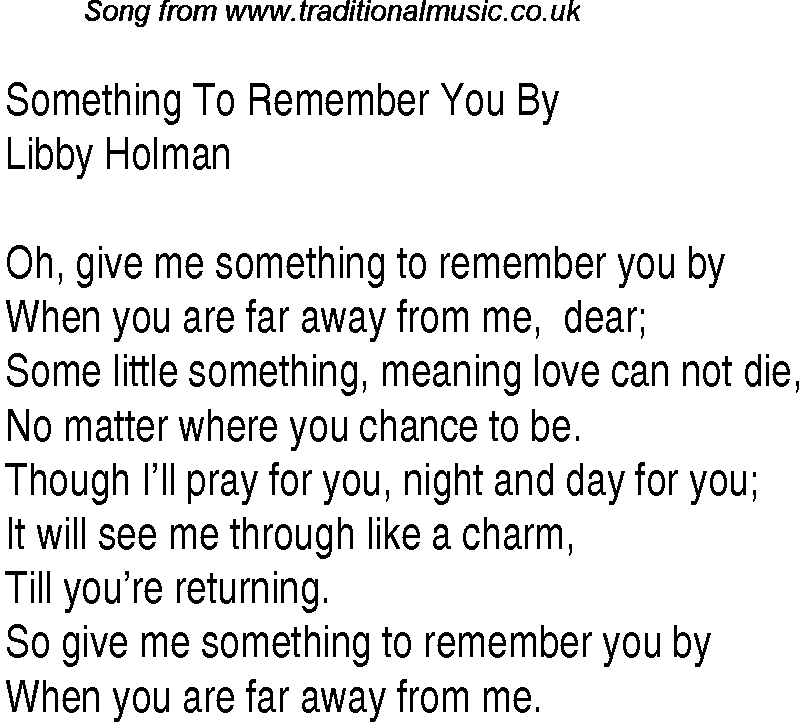 Music charts top songs 1931 - lyrics for Something To Remember You By