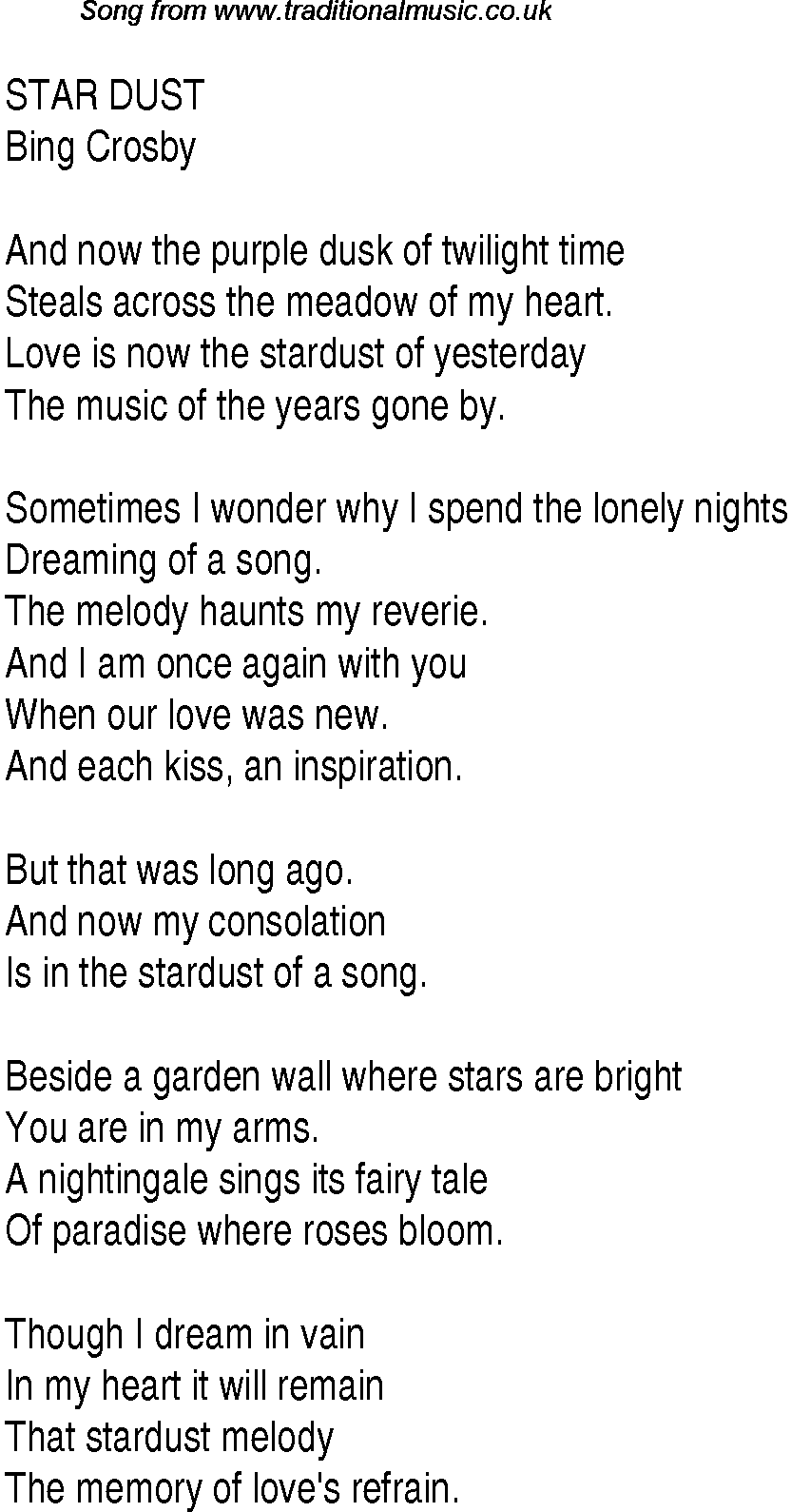 Music charts top songs 1931 - lyrics for Star Dustbc
