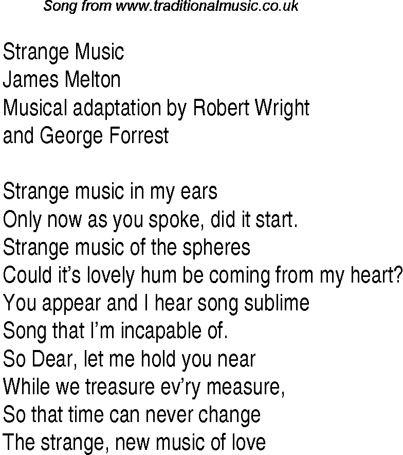 Music charts top songs 1945 - lyrics for Strange Music