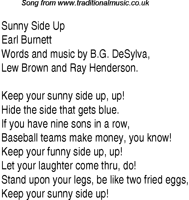Music charts top songs 1930 - lyrics for Sunny Side Up