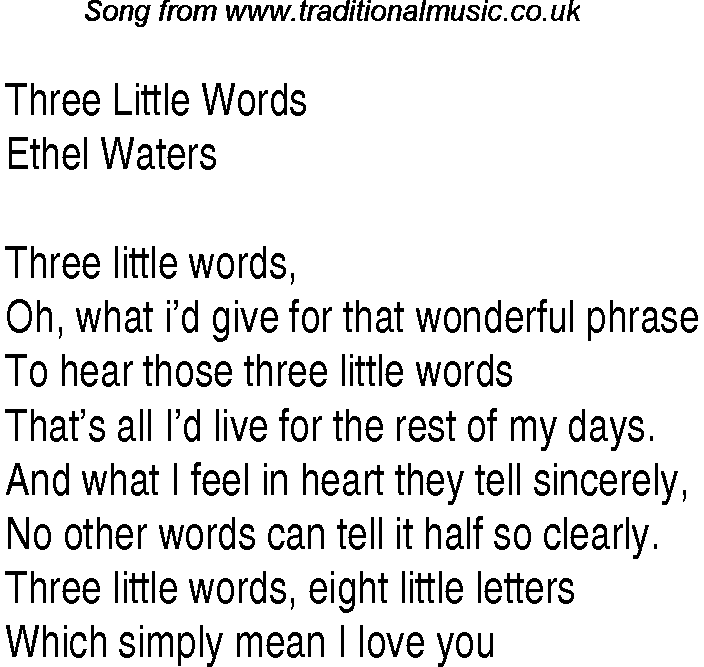Music charts top songs 1931 - lyrics for Three Little Wordsew