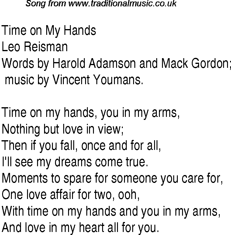 Music charts top songs 1931 - lyrics for Time On My Hands