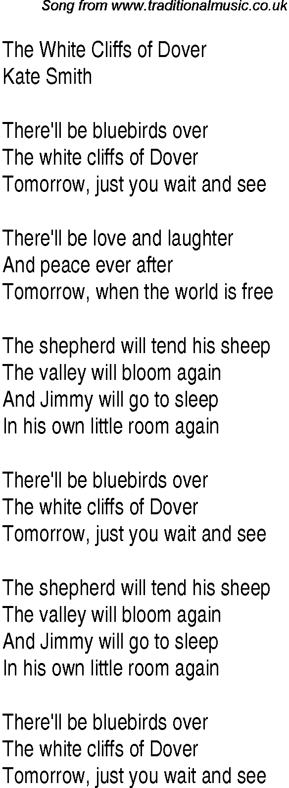 Music charts top songs 1942 - lyrics for White Cliffs Of Doverks