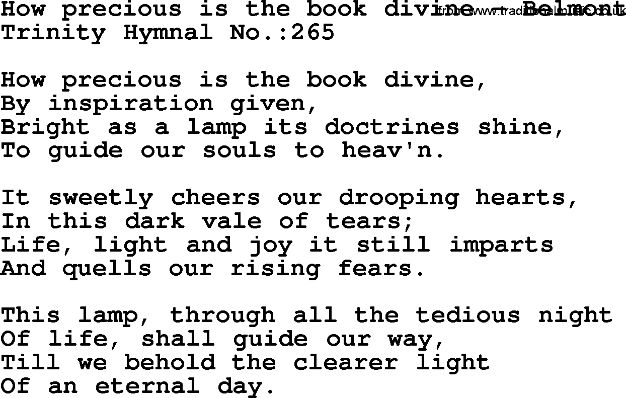 Trinity Hymnal Hymn: How Precious Is The Book Divine--Belmont, lyrics with midi music