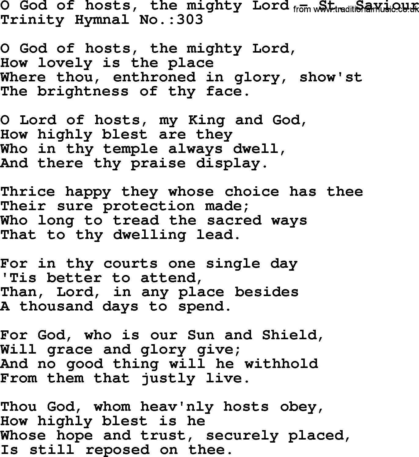 Trinity Hymnal Hymn: O God Of Hosts, The Mighty Lord--St. Saviour, lyrics with midi music