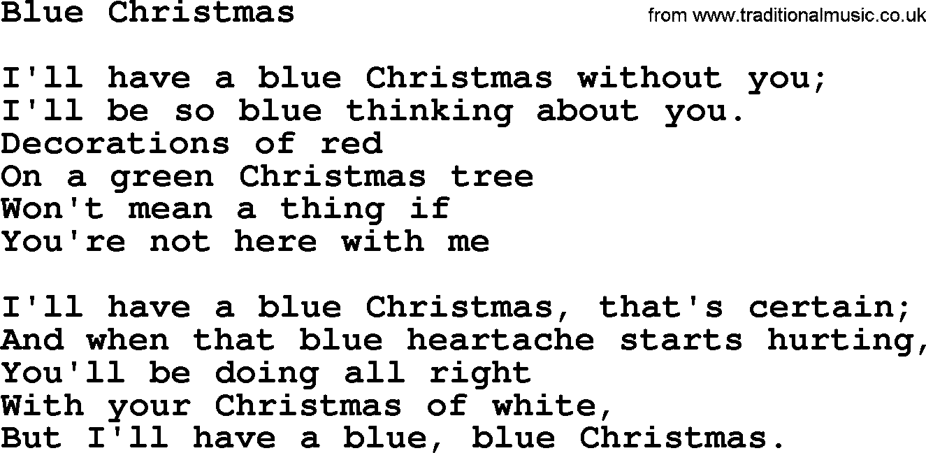 Willie Nelson song: Blue Christmas lyrics