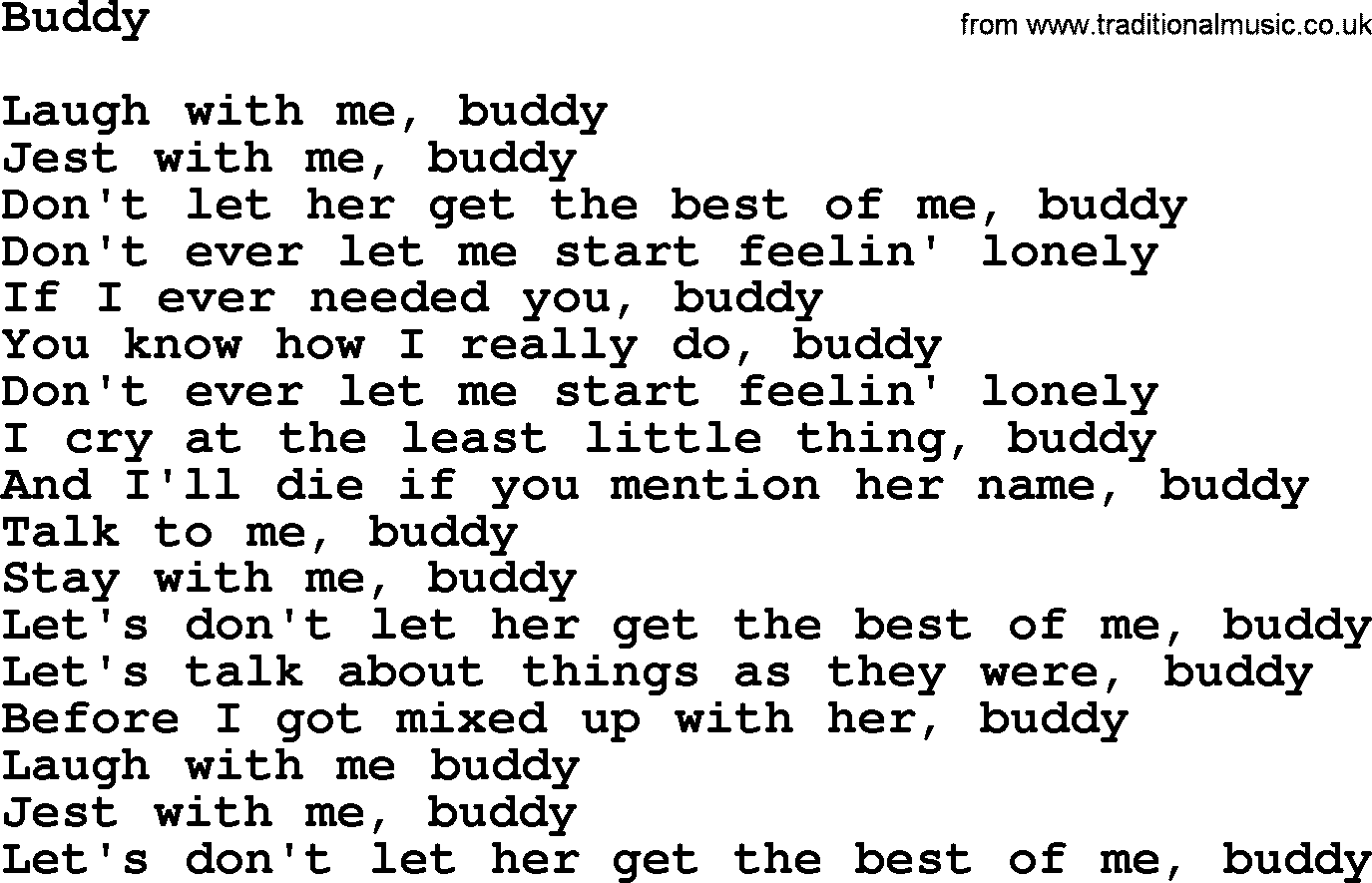 Willie Nelson song: Buddy lyrics