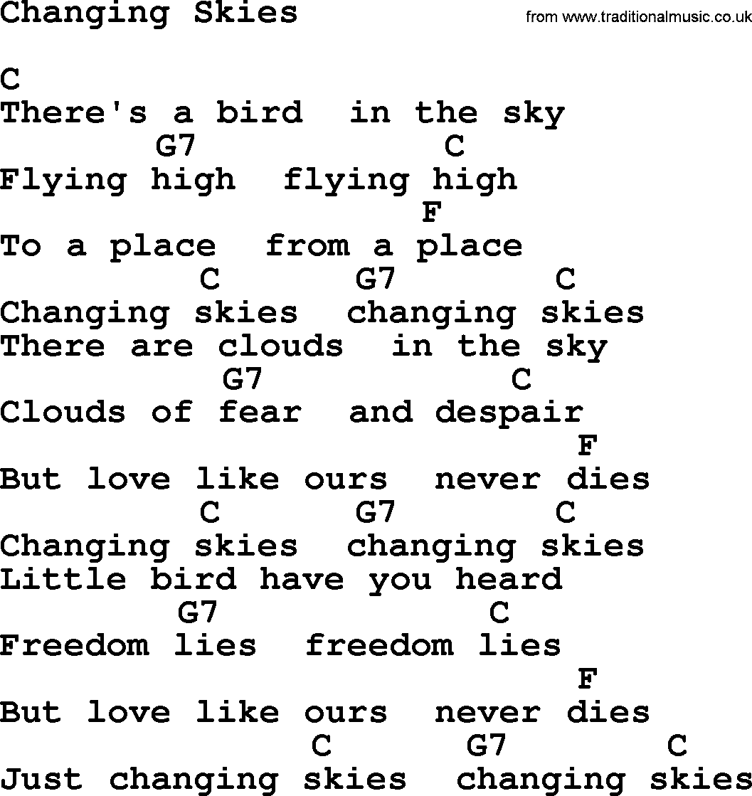 Willie Nelson song: Changing Skies, lyrics and chords