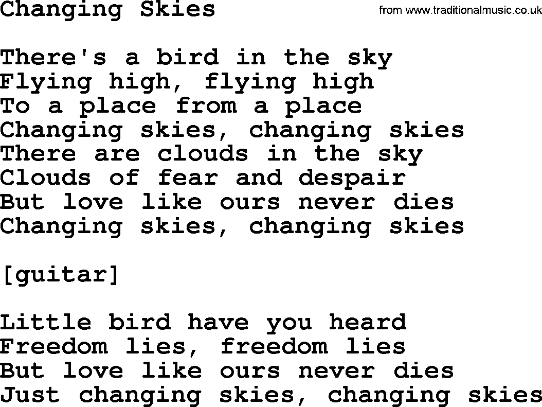 Willie Nelson song: Changing Skies lyrics